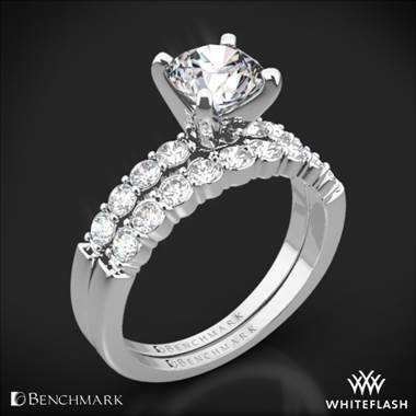 14k White Gold Benchmark SP4 Shared-Prong Diamond Wedding Set
