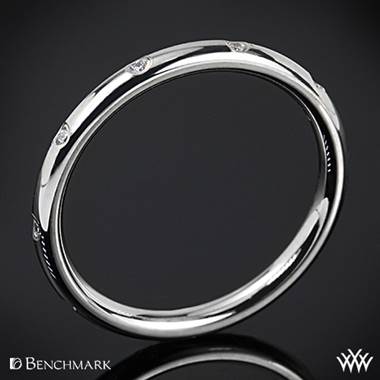 14k White Gold Benchmark Spaced Eternity Diamond Wedding Ring