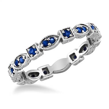 14K White Gold Blue Sapphire Eternity Band