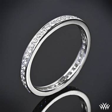 14k White Gold "Channel Bead-Set" Diamond Wedding Ring