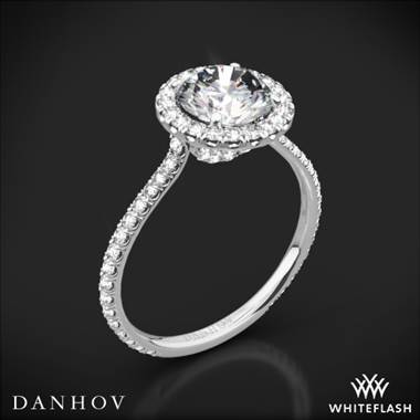 14k White Gold Danhov LE112 Per Lei Halo Diamond Engagement Ring