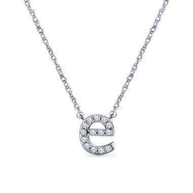 14K White Gold Diamond Initial 'E' Pendant Necklace