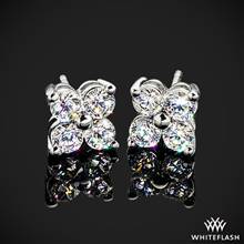 14k White Gold Four Stone Clover Diamond Earrings 1.52ctw | Whiteflash