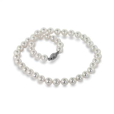 14K White Gold Freshwater Cultured Pearl Strand