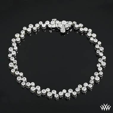 14K White Gold Full-Bezel "Scattered" Diamond Tennis Bracelet