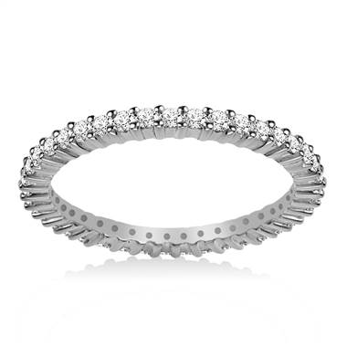 14K White Gold Prong-Set Diamond Eternity Ring For Ladies Diamond Band (0.53 - 0.62 cttw.)