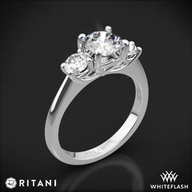 14k White Gold Ritani 1RZ1015P Three Stone Engagement Ring