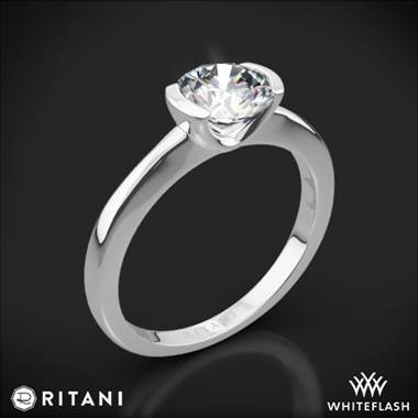 14k White Gold Ritani 1RZ1065 Semi Bezel-Set Solitaire Engagement Ring