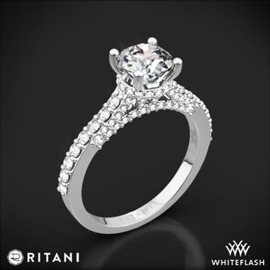 14k White Gold Ritani 1RZ1320 French-Set Diamond Engagement Ring