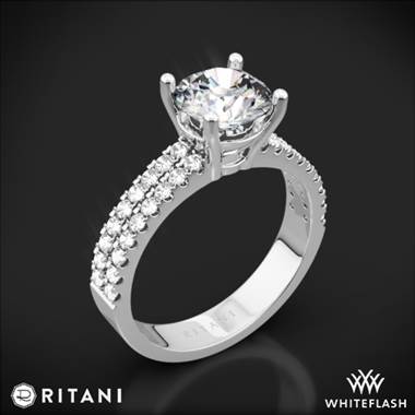 14k White Gold Ritani 1RZ1324 Double French-Set Diamond Engagement Ring