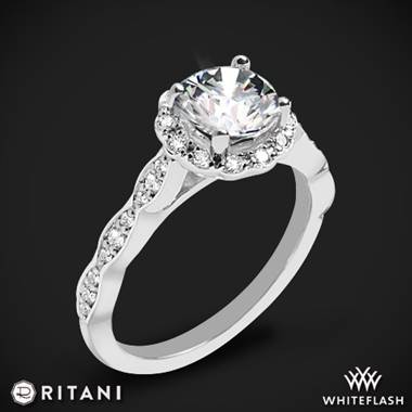 14k White Gold Ritani 1RZ1504 Diamond Halo Engagement Ring