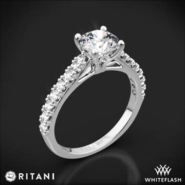 14k White Gold Ritani 1RZ2489 French-Set Diamond Engagement Ring