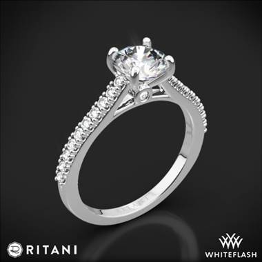 14k White Gold Ritani 1RZ2498 French-Set Diamond Engagement Ring