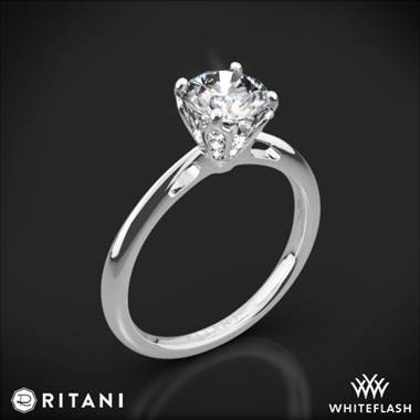 14k White Gold Ritani 1RZ3279 Embellished Prong Solitaire Engagement Ring