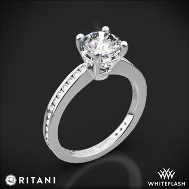 14k White Gold Ritani 1RZ3447 Tapered Channel-Set Diamond Engagement Ring