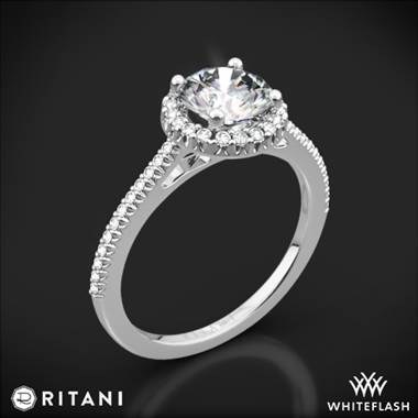 14k White Gold Ritani 1RZ3702 French-Set Halo Diamond Engagement Ring