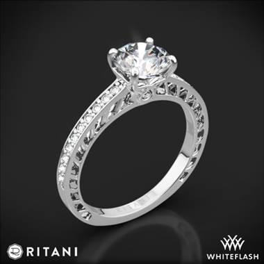 14k White Gold Ritani 1RZ4170 Lattice Micropave Diamond Engagement Ring