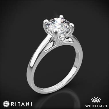 14k White Gold Ritani 1RZ7234 Cathedral Surprise Diamonds Solitaire Engagement Ring
