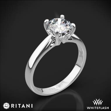14k White Gold Ritani 1RZ7241 Cathedral Tapered Solitaire Engagement Ring