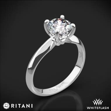 14k White Gold Ritani 1RZ7264 Knife-Edge Surprise Diamonds Solitaire Engagement Ring