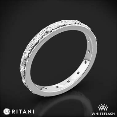 14k White Gold Ritani 33616 Hand-Carved Grecian Diamond Wedding Ring