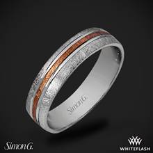 14k White Gold Simon G. LG101 Men's Wedding Ring with Rose Gold Accents | Whiteflash