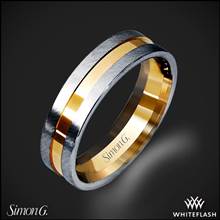 14k White Gold Simon G. LG105 Men's Wedding Ring with Yellow Gold Accents | Whiteflash