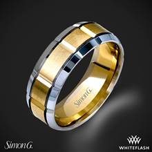 14k White Gold Simon G. LG112 Men's Wedding Ring with Yellow Gold Accents | Whiteflash