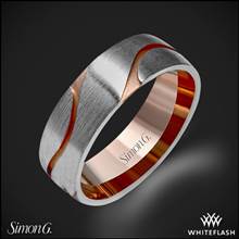 14k White Gold Simon G. LG133 Men's Wedding Ring with Rose Gold Accents | Whiteflash