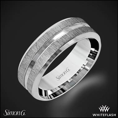 14k White Gold Simon G. LG152 Men's Wedding Ring