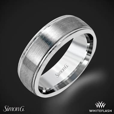 14k White Gold Simon G. LG155 Men's Wedding Ring