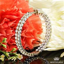 14k White Gold Single Shared Prong Large Diamond Hoop Earrings 6.00ctw | Whiteflash