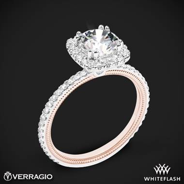 14k White Gold Two Tone Verragio Tradition TR120HCU-2T Diamond Cushion Halo Engagement Ring with Rose Gold Inlay
