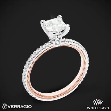 14k White Gold Two Tone Verragio Tradition TR120P4-2T Diamond 4 Prong Engagement Ring with Rose Gold Inlay