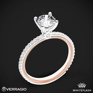 14k White Gold Two Tone Verragio Tradition TR120R4-2T Diamond 4 Prong Engagement Ring with Rose Gold Inlay