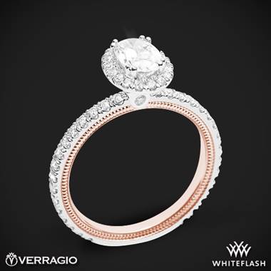 14k White Gold Two Tone Verragio Tradition TR150HOV-2T Diamond Oval Halo Engagement Ring with Rose Gold Inlay