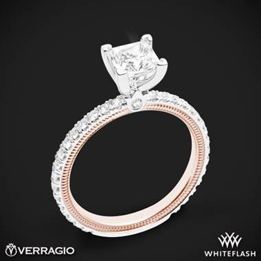 14k White Gold Two Tone Verragio Tradition TR150P4-2T Diamond 4 Prong Engagement Ring with Rose Gold Inlay