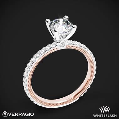 14k White Gold Two Tone Verragio Tradition TR150R4-2T Diamond 4 Prong Engagement Ring with Rose Gold Inlay