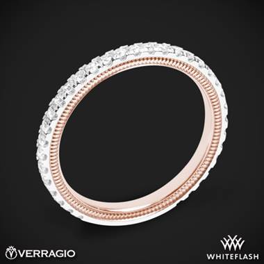 14k White Gold Two Tone Verragio Tradition TR150W-2T Diamond Wedding Ring with Rose Gold Inlay