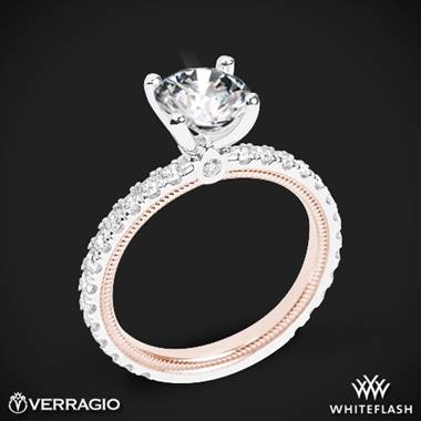14k White Gold Two Tone Verragio Tradition TR180R4-2T Diamond 4 Prong Engagement Ring with Rose Gold Inlay