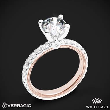 14k White Gold Two Tone Verragio Tradition TR210R4-2T Diamond 4 Prong Engagement Ring with Rose Gold Inlay