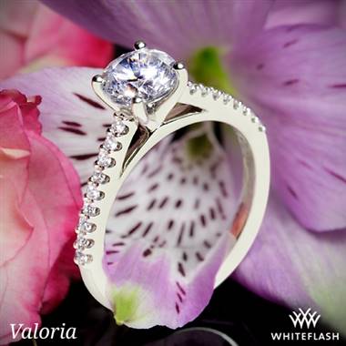 14k White Gold Valoria Cathedral Diamond Engagement Ring