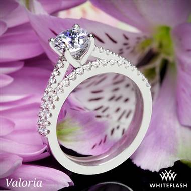 14k White Gold Valoria Cathedral Diamond Wedding Set