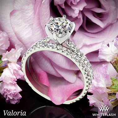 14k White Gold Valoria Cathedral French-Set Diamond Wedding Set