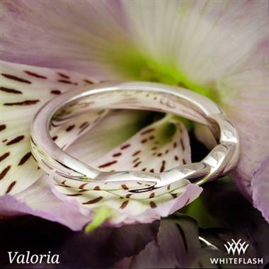 14k White Gold Valoria Flora Twist Matching Solitaire Wedding Ring