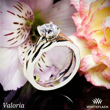 14k White Gold Valoria Flora Twist Solitaire Wedding Set