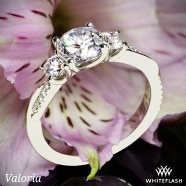 14k White Gold Valoria Flora Twist Three Stone Diamond Engagement Ring
