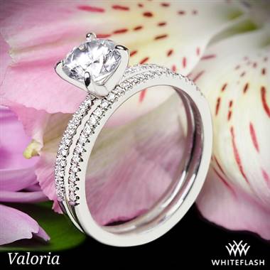 14k White Gold Valoria Micropave Diamond Wedding Set