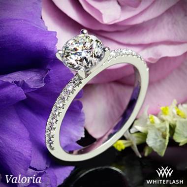 14k White Gold Valoria Petite Pave Diamond Engagement Ring