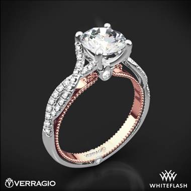 14k White Gold Verragio ENG-0421R-2T Twisted Two-Tone Diamond Engagement Ring with Rose Gold Inlay